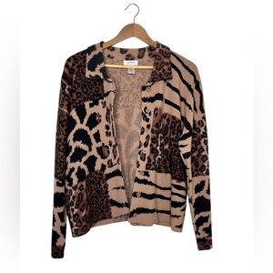 Reflections Animal Print Wool-Blend Cardigan Size XLP